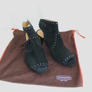 Coach Marbella Suede Leather Sling Back Heeled Booties Size 6 US/36 EU. RARE